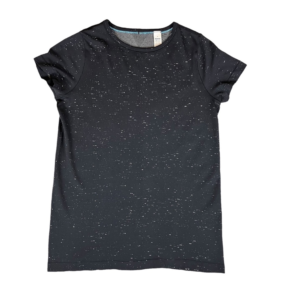 Ivivva by Lululemon Girls 14 Athletic Shirt Black Gray Short Sleeve Fitted